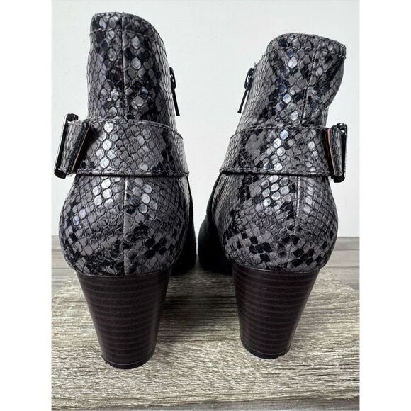 Vionic Naomi Womens Gray Suede Snake Print Heeled Ankle Booties Size 8 - Picture 10 of 12